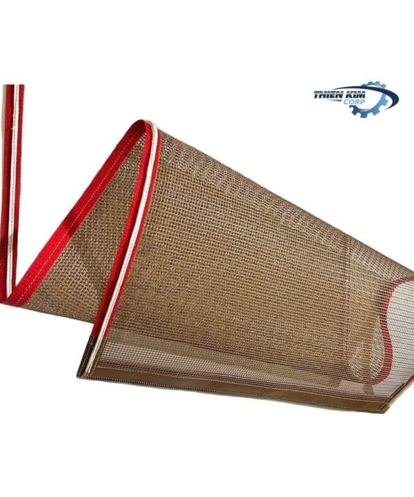 Băng tải Teflon lưới sấy chịu nhiệt, may gân chịu nhiệt chống sàng cho băng tải