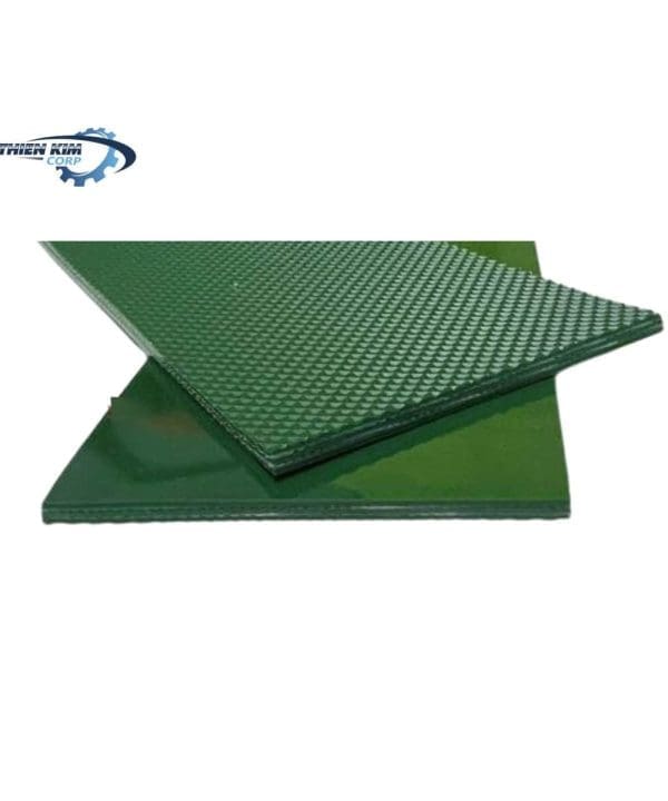Băng tải PVC xanh trơn caro 3mm